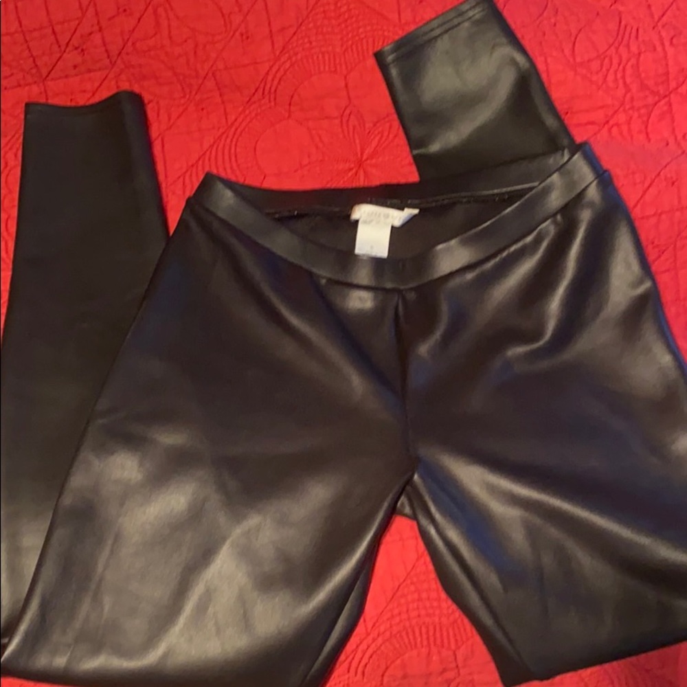Faux matte leather leggings